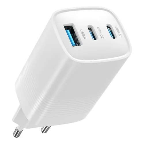 DEESOOCO 67W USB C Ladegerät, 3-Port GaN Compact PD Schnellladegerät - 67 Watt USB-C Netzteil für MacBook Pro/Air, Laptops, iPhone 16/15/14/13/12, iPad Pro, Samsung Galaxy S24/S23/S22 und Google Pixel
