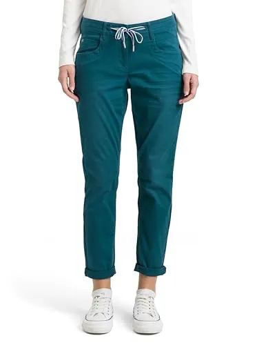 7/8-Hose TOM TAILOR, Damen, Gr. 40, Länge 28, deep meadow gree, Web, Obermaterial: 92% Baumwolle, 5% Polyester, 3% Elasthan. Futter: 100% Baumwolle, 7/8-Länge, Hosen 7/8-Hose, mit Bindeband am Bündchen
