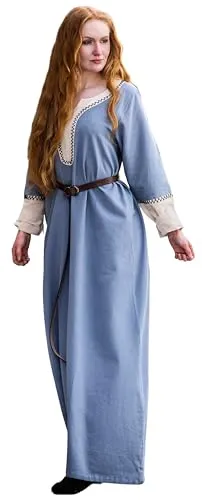 Leonardo Carbone® Damen Kleid Wikingerkleid Freya | Handstickerei | Karneval, Halloween, Cosplay - Entdecke das Wikingerkleid Freya aus 100% Baumwolle mit aufwendiger Handstickerei. Ideal für historische Events und Kostümpartys. Komfort und Eleganz vereint – sei der Blickfang jeder Veranstaltung!