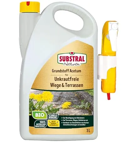 Substral Naturen Grundstoff Acetum, 3L Spray, unterstützt die Unkrautbeseitigung auf Wegen, Terrassen oder Hauszufahrten, Grün