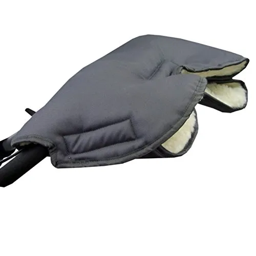 BAMBINIWELT Muff Handwärmer Handschuh für Kinderwagen Buggy mit Lammwolle für warme Hände universal UNI (dunkelgrau)