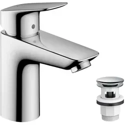 Hansgrohe Logis Einhebel-Waschtischmischer 100 - Chrom - Waschtischarmaturen mit Push-Open Ablaufgarnitur für einfachen Zugang und modernes Design.
