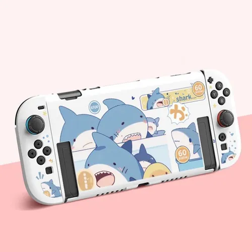 Für Nintendo Switch 2 flexible TPU Schutzhülle mit Hai-Motiv im Gaming-Design