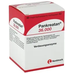 Pankreatan 36000 - Verdauungsunterstützung - Arzneimittel zur Behandlung exokriner Pankreasinsuffizienz, verbessert Symptome wie Stuhlkonsistenz und Bauchschmerzen mit magensaftresistenten Mikrofilmtabletten.