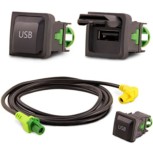 Adapter Universe USB Einbau Block + Adapter Kabel für VW RCD510 RNS315 RCD300 - AV-Eingangsadapter für Fahrzeuge, ermöglicht einfachen Anschluss von Smartphones und USB-Sticks an Ihr Autoradio - wichtig: prüfen Sie die Kompatibilität vor dem Kauf!