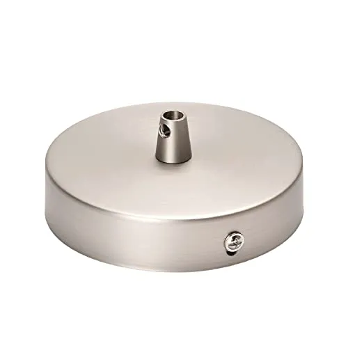 Baldachin Abdeckung (Ø 100 mm), Höhe 24 mm, Deckenbaldachin für Hängeleuchte, Lampenbaldachin inkl. Klemmnippel aus Metall, Edelstahl, Mattsilber