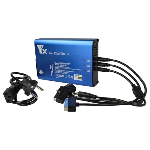 vhbw 3-Fach Ladegerät kompatibel mit DJI Phantom 4 Drohnenakku, Fernbedienung für Drohne (3-in-1 Multi-Akkuladegerät)