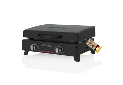 nexgrill Gasgrill Daytona 2B 2-Brenner Plancha - Kompakter Tischgrill mit 5,9 kW Leistung und keramikbeschichteter Grillplatte für gleichmäßige Hitzeverteilung – ideal für Balkon, Garten und Camping.