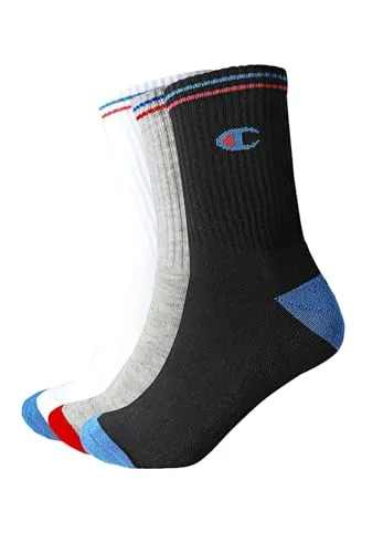 Champion Unisex Core Multicolor 3PP Crew Innensocken, Schwarz, 35-38 EU (2-5 UK) (3er Pack)