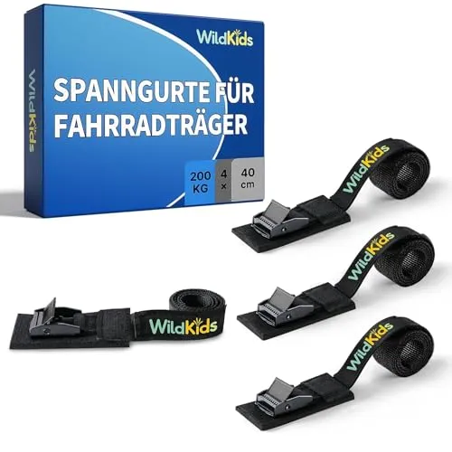 Kurze Spanngurte für Fahrradträger | 4 Stück | 40 cm Länge | 200 kg Belastbarkeit