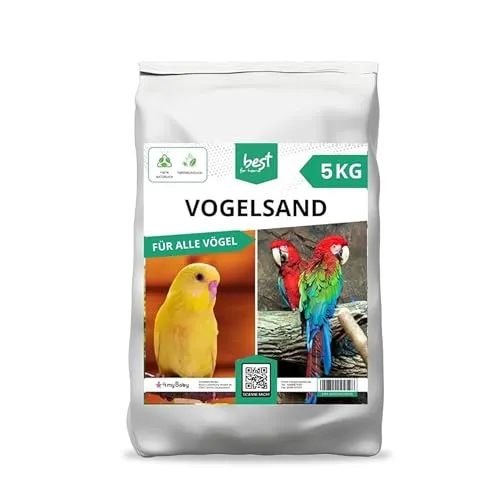 Best For Home Vogelsand | Vogelsand 5kg für Käfig | Quarzsand Vogelsand - Leicht zu dosieren und gleichmäßig zu verteilen | Papagei Sand Idealer Bodengrund für Käfige und Volieren