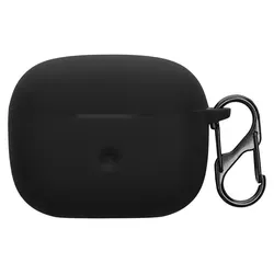 kwmobile Schutzhülle für Bowers & Wilkins Pi6 / Pi8 Hülle - TPU Silikon Case für Kopfhörer Ladecase - stoßfestes Cover mit Karabiner - Schwarz - Schwarz