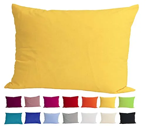 beties Basic Kissenbezug ca. 40x60 cm Kissenhülle 100% Baumwolle in vielen fröhlichen Uni-Farben (gelb)