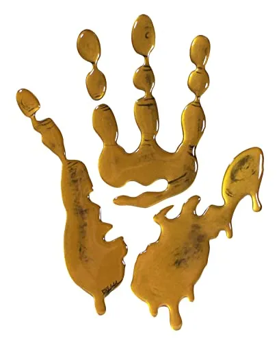 BIKE-label Tankpad 3D Motorrad Aufkleber Gold Metallic Hand Abdruck X501983