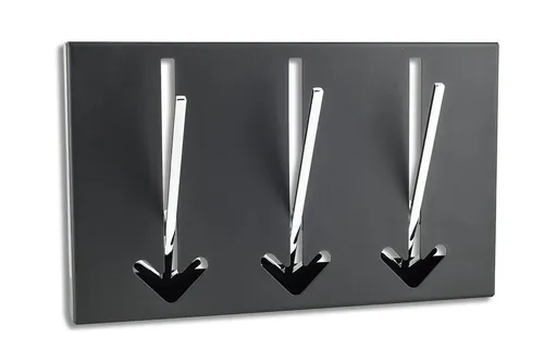 Levandeo® Garderobenhaken, 3 Wandhaken Pfeil Wandgarderobe schwarz Garderobe Metall Chrom