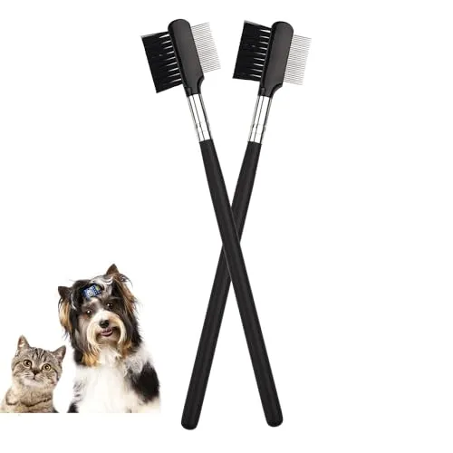 Hund Tränenfleckentferner Kamm,2 PCS Tränenfleck Entfernung Kamm Hund Flohkamm Doppelseitige Tränenfleck Entferner Kamm Doppelseitige Hund Auge Kamm Bürste für Haustier Katze Hunde Kätzchen Welpen