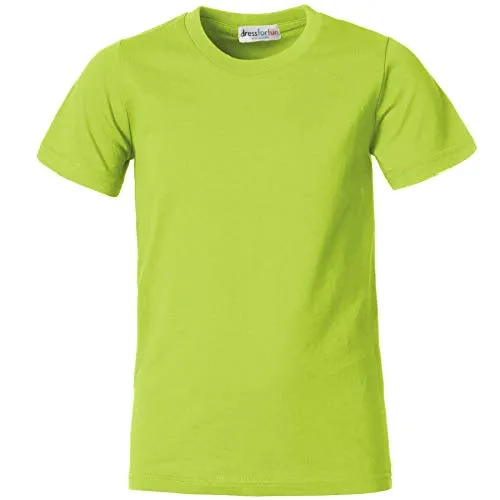 dressforfun 901032 Kinder T-Shirt, Basic Shirt mit Rundhalsausschnitt, Baumwolle - Diverse Farben und Größen - (Hellgrün | 140 | Nr. 304393)