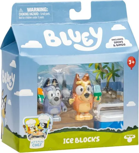 Bluey Let's Play Chef Spielzeugfiguren, Eisblöcke für Bingo und Socken, Zahlenspiel, für Kinder von 3 bis 5 Jahren, 2 Stück, Blue