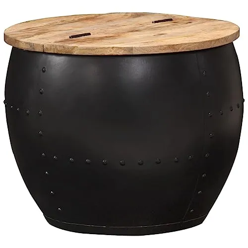 vidaXL Rund Couchtisch aus Massivholz Mango 53×43 cm - Eleganter Couchtisch im Vintage-Stil aus robustem Mangoholz, handgefertigt und einzigartig durch individuelle Holzmaserung – ideal als Beistelltisch oder Nachttisch.