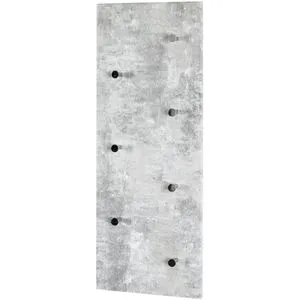 Haku-Möbel Wandgarderobe Big Eddy - 30 x 80 cm, robuste MDF-Rückwand in Beton-Optik, 7 verchromte Haken, flexibel anbringbar