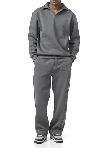 Redbridge Lässiges Sweat-Set mit Polokragen – Trendiger Oversized-Zweiteiler in Grau XL - Stylischer Zweiteiler mit Sweatshirt und Jogginghose im Oversized-Look. Der bequeme Schnitt und der edle Polokragen sorgen für einen modernen Auftritt. Ideal für entspannte Tage und vielseitig kombinierbar.