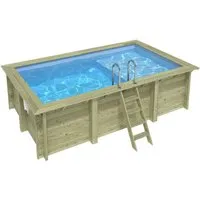 ALTANKA Holzpool Aqua 4,65x2,85 Höhe 1,24 m HELLBLAU mit Liegefläche mit Einzubetonierendem Profil BAS7306OSPI+PLA306