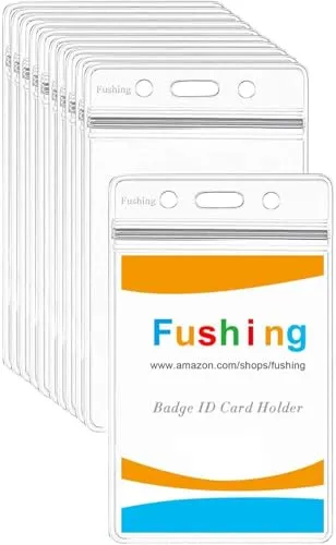 Fushing 10PCS Clear Waterproof Kunststoff Abzeichenhalter Namensschild Abzeichen ID-Kartenhalter (Vertikale)