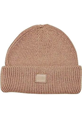Urban Classics Unisex Knitted Wool Beanie unionbeige - Strickmützen für Herren, aus weicher Wolle mit modernem Rippenstrickmuster und breitem Umschlag für optimalen Tragekomfort.