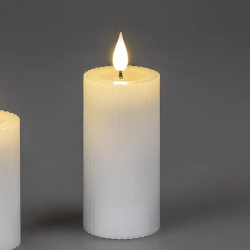 LED Kerze STREIFEN H. 10cm D. 5cm weiß mit Timer Formano von formano
