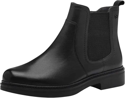 Tamaris Comfort Chelsea Boots - Schwarz Leder - Wanderschuhe mit WIDEFIT Mehrweite für optimalen Komfort, herausnehmbarem Fußbett und praktischem Reißverschluss für einfaches Anziehen.