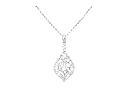 Sofia Milani Kette mit Anhänger Blatt Blume aus 925 Silber - Ketten mit Anhänger: Elegante Halskette mit Zirkonia, die das sanfte Schwingen von Blättern und den Glanz der Natur vereint. Ideal für einen strahlenden Auftritt!