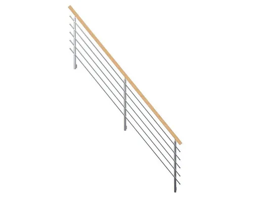 Starwood Treppengeländer Modell Kos für Stahltreppe-14 - Hochwertiges Treppengeländer aus Edelstahl und Eiche, flexibel montierbar für 2-16 Stufen. Bietet Sicherheit und Stil für Ihre Treppe.