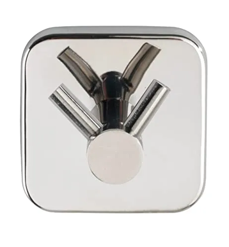 WENKO Wandhaken Duo Mezzano, Doppelhaken für griffbereite Aufbewahrung von Handtüchern & Geschirrtüchern, aus hochwertigem, glänzendem Edelstahl rostfrei, 5,5 x 5,5 x 5,5 cm