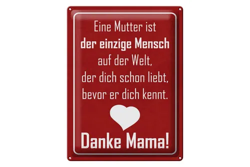 Femer GmbH Metallschild Spruch 30x40 cm Danke Mama, (1 St), gewölbte Oberfläche, abgerundete Ecken, umgeschlagene Kanten