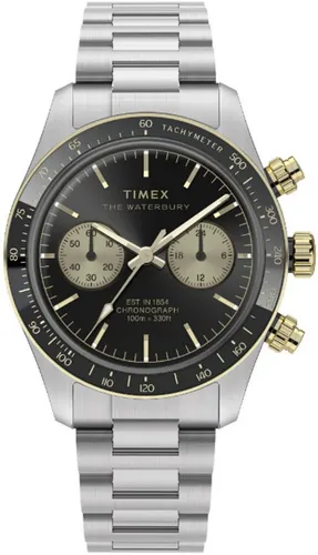Timex Chronograph WATERBURY HERITAGE TW2Y24000AJ, Quarzuhr, Armbanduhr, Herrenuhr,Edelstahlarmband,Stoppfunktion