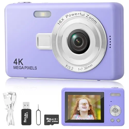 Digitalkamera 40MP mit 64GB Karte - Digitale Kompaktkamera mit 40MP Auflösung, 8-fachem Digitalzoom und 64GB Speicherkarte – perfekt für Anfänger und Teenager, um besondere Momente festzuhalten.