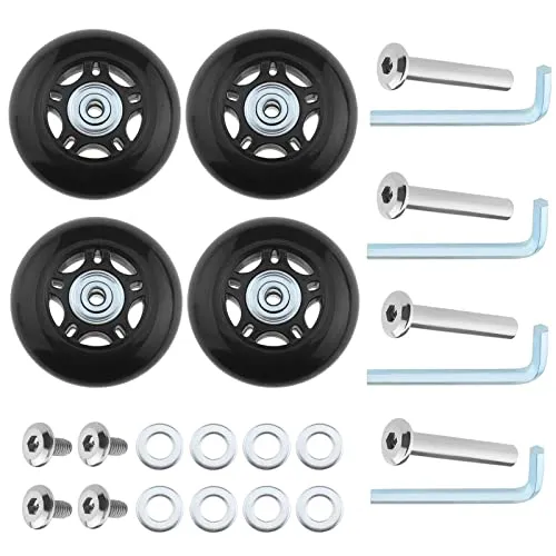 SG Store 2 Sätze 60 X 18 Mm Gepäckräder mit Schraubenschlüssel Achsen Koffer Ersatzräder Trolley Koffer Räder Gummi Lenkrollen Reparatur Werkzeugsatz