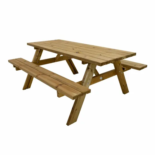 Natur24 Gartentisch Julie Picknicktisch 177 x 154 cm aus Kiefernholz - Robuster Picknicktisch für bis zu 6 Personen, ideal für Garten und Terrasse. Mit klappbaren Bänken für platzsparende Nutzung. Hochwertiges Kiefernholz sorgt für Stabilität und Langlebigkeit.