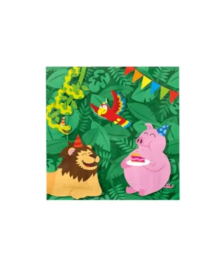PD-Party: Servietten Geburtstag 10 Stück - Party Deko für Geburtstage und Parties - Perfekt für jeden Kindergeburtstag - Liebevolle Jungle Geburtstag Deko für Jungen & Mädchen - Geburtstag - 16x16 cm