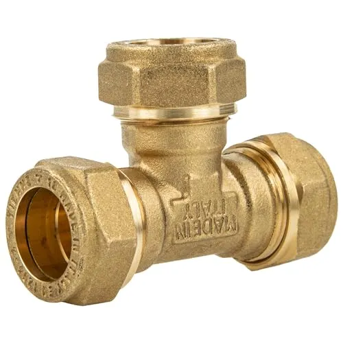 Klemmringverschraubung, T-Stück 12 x 15 x 12 mm reduziert, für Trinkwasser gem. DVGW W 534 geprüft und zugelassen, auch für Solar, Messing