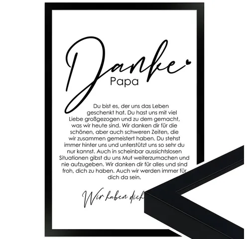 WANDStyle Bild mit Rahmen Danke Papa, von uns, Geschenk: Poster für Papa