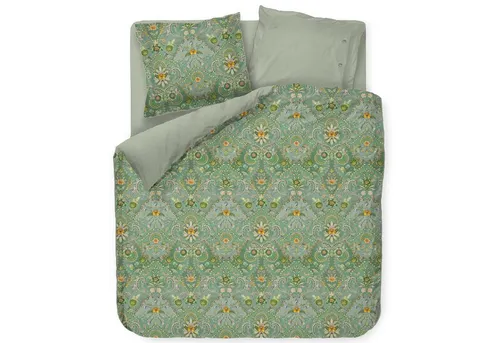 PiP Studio Bettwäsche Bettwäsche Saluti Piccoli Green Perkal, Perkal, 3 teilig, Floral, Blumenmuster, Gestreift