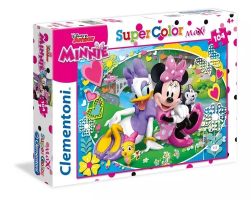 Clementoni 23708 Maxi Minnie Happy Helpers Puzzle - 104 Teile ab 4 Jahren, extra große Legeteile für einfaches Puzzeln und unvergesslichen Spaß
