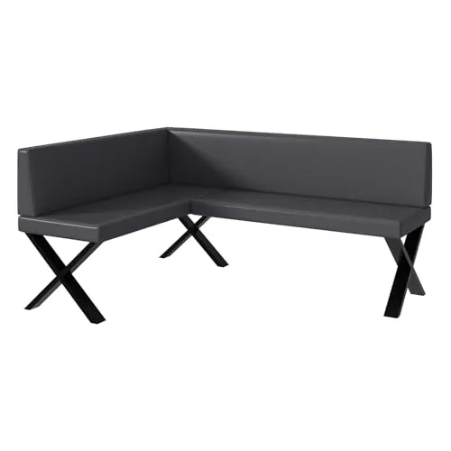 MEBLINI Eckbank für Esszimmer - Küchenbank - Essecke - Sitzecke Küche - ERIC - X-Beine 128x168x87cm Links - Grau Kunstleder