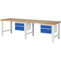 Rau Werkbank 7123A1 mit 4 Schubladen - Robuste Werkbank mit massiver Buche-Arbeitsplatte, ideal für DIY- und Heimwerkerprojekte. Mit 4 Schubladen für optimale Werkzeugorganisation und einer hohen Belastbarkeit von bis zu 750 kg.
