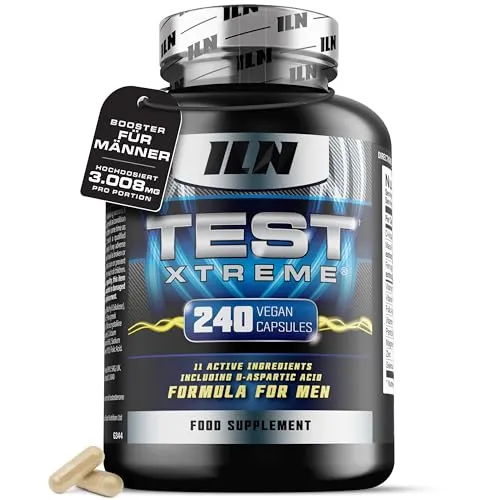Test Xtreme Booster Kapseln für Männer – Hochdosierte Formel mit D-Asparaginsäure, Maca, Zink und Magnesium – 240 Vegane Kapseln