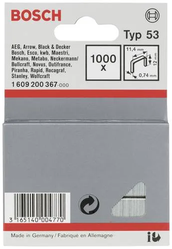 Bosch Accessories 1609200367 Tackerklammern Typ 53 Produktabmessung, Länge 12mm 1000St.
