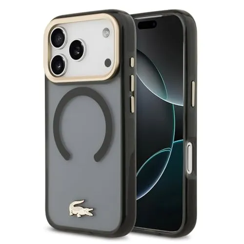 CG MOBILE Lacoste Stoßfeste Schutzhülle für iPhone 17 Pro mit MagSafe (Schwarz)