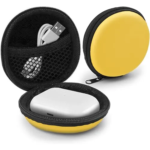 MyGadget Kopfhörer Aufbewahrung [ 8 x 8 cm ] - Mini Tasche Schutztasche Transport Box - Zubehör für z.B. In Ear Case Ohrhörer | Apple Airpods | USB Sticks - Gelb