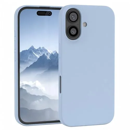EAZY CASE Premium Silikon Handyhülle kompatibel mit iPhone 16 Slimcover mit Kameraschutz und Innenfutter, Silikonhülle, Schutzhülle, Bumper, Handy Case, Hülle, Softcase, Hellblau